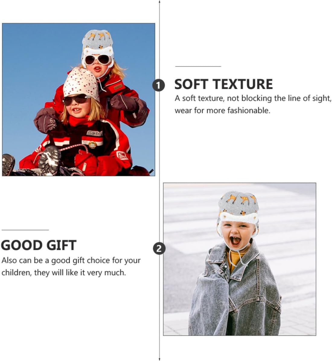 Cotton Ear Protection Hat for Winter Skiing, Fox L Grey