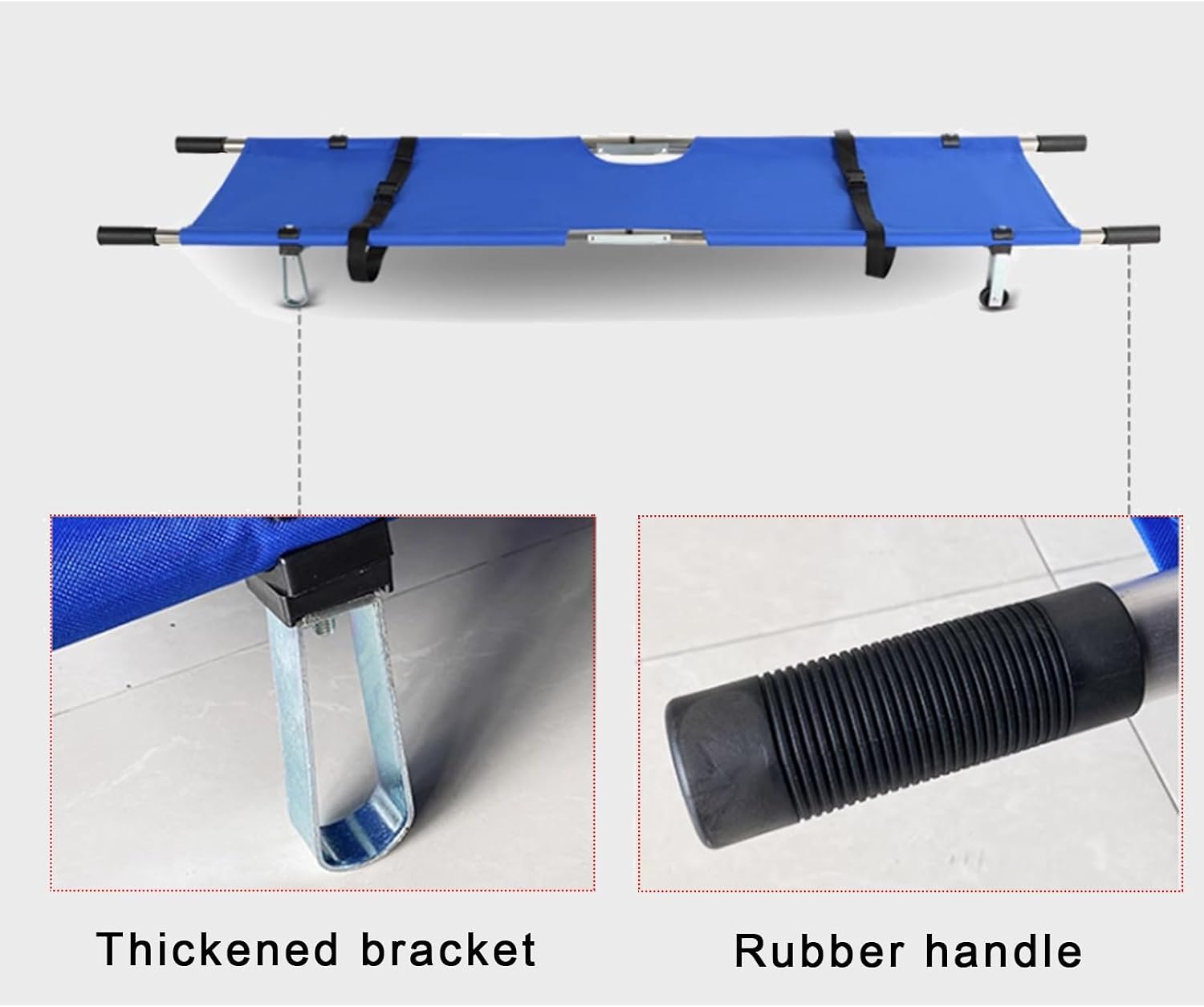 Folding Portable Stretcher, Aluminum Alloy Medical Stretcher, Home Rescue Stretcher, Oxford Cloth Stretcher, with Wheels Patient Transfer, for Hospital, Clinic, Sport