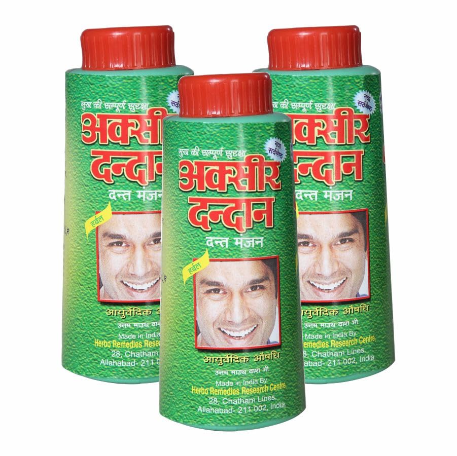 Aksir Dandan Herbal Tooth Powder Includes age old himalayan herbs & has a legacy of more than 100 years Pack of 3 450 g