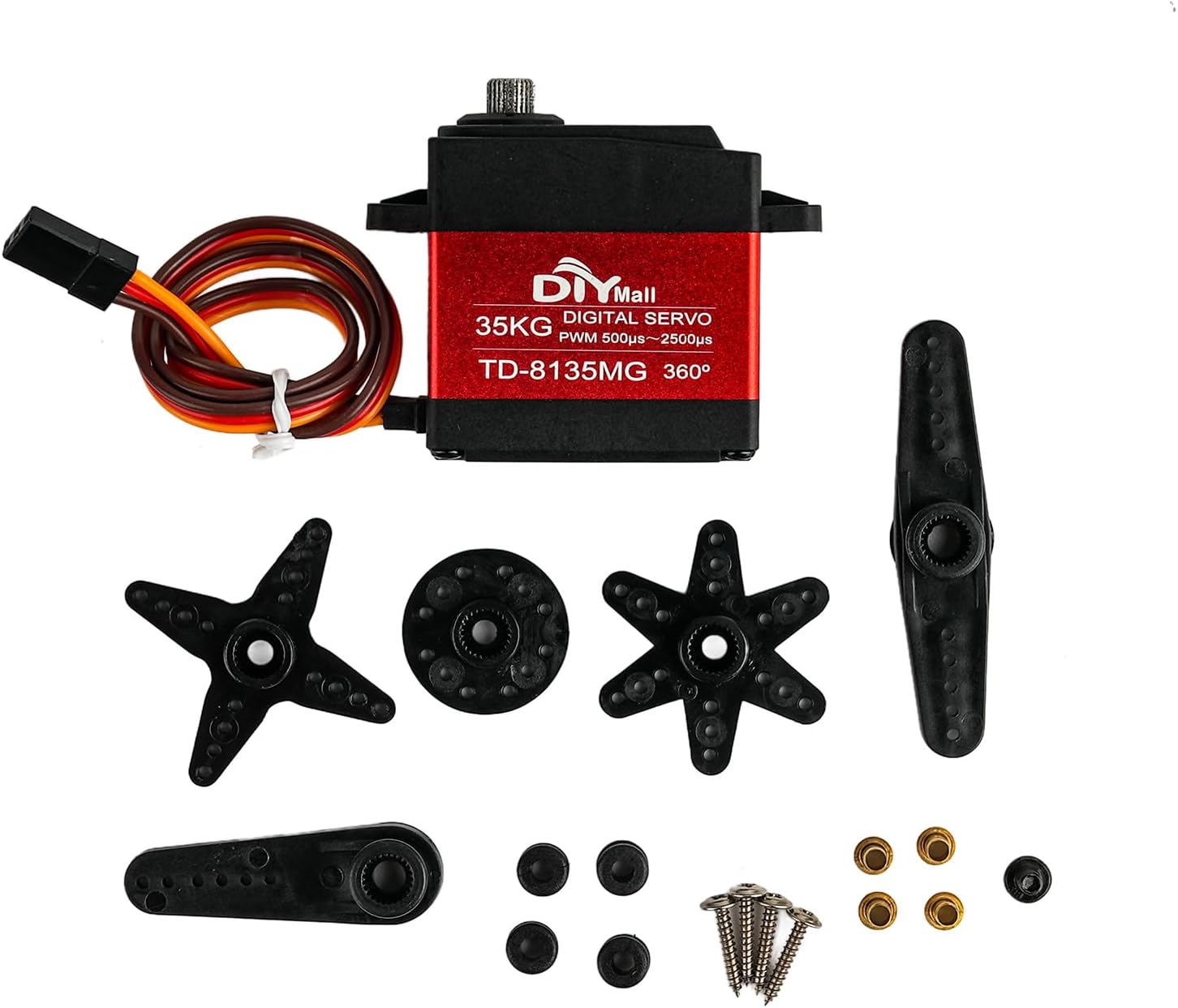 2 Sets TD-8135MG 35KG 360 Degree Servo Full Metal Gear High Voltage Continuous Rotation Digital Servo for RC Car Robotic Airplane