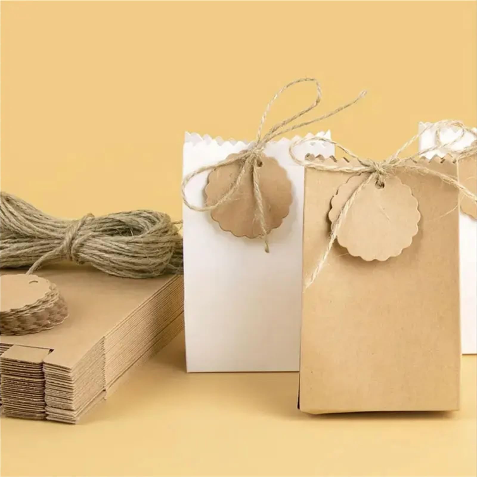 Caja Para Tartas Bolsas de papel kraft (10/30 unidades), cajitas con etiqueta personalizable, plegables for bodas, fiestas y cumpleaños(White,30PCS)