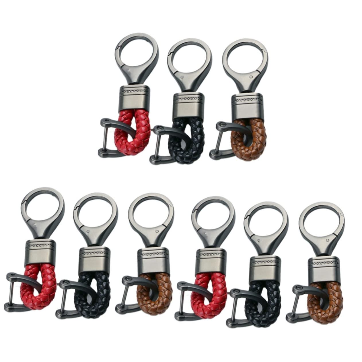 9stücke Teiliges Druckgewebte Schlüsselanhänger Für Auto Einfache Schlüsselhalterung Schwarz Rot Und Lichtkaffee Schlüsselringe Für Und Geschenkidee