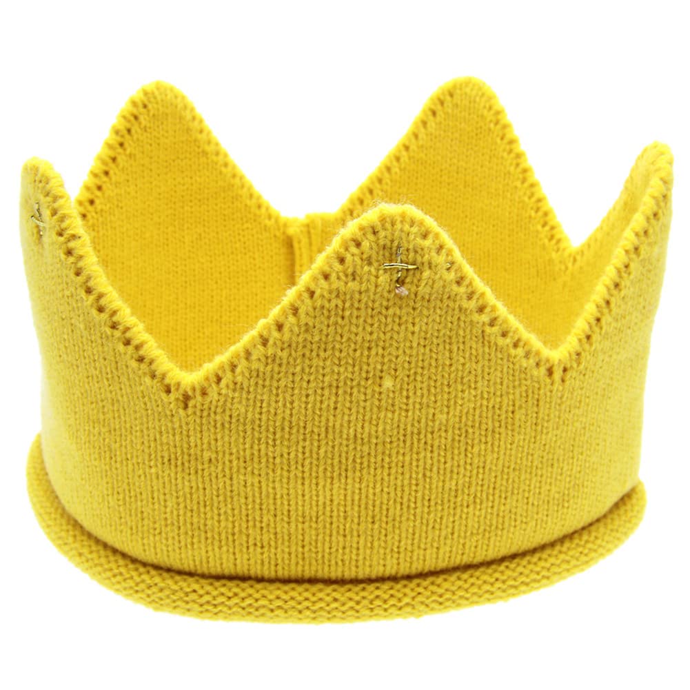 EUBUY Baby Knitted Crown Hat, Wool Headband for Newborn Boys & Girls, 6 Months - 3 Years, Yellow, Crown Form, Unisex, Fitted, Breathable, Machine Washable