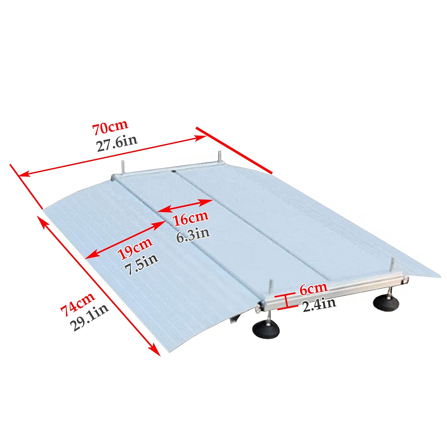 Aluminiowa rampa progowa z regulowaną wysokością, rampy do kół inwalidzkich do drzwi 6 cm / 2,4 cala wzrostu, rampy podjazdu do skuterów rowerowych, obciążenie 200 kg