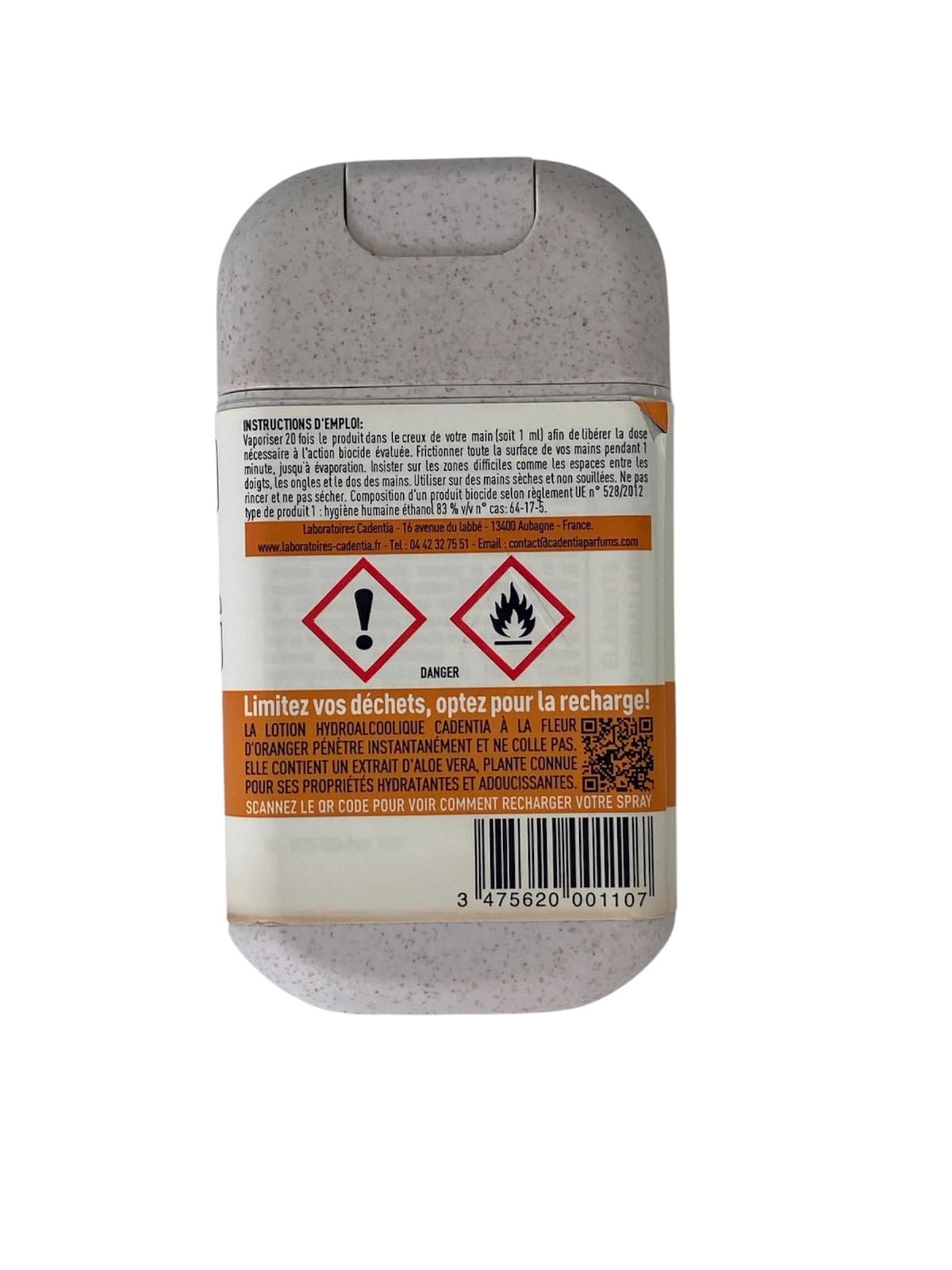 KIT Lotion Hydroalcoolique à la Fleur d'Oranger - 5x sprays 30ml - Economades laboratoires CADENTIA