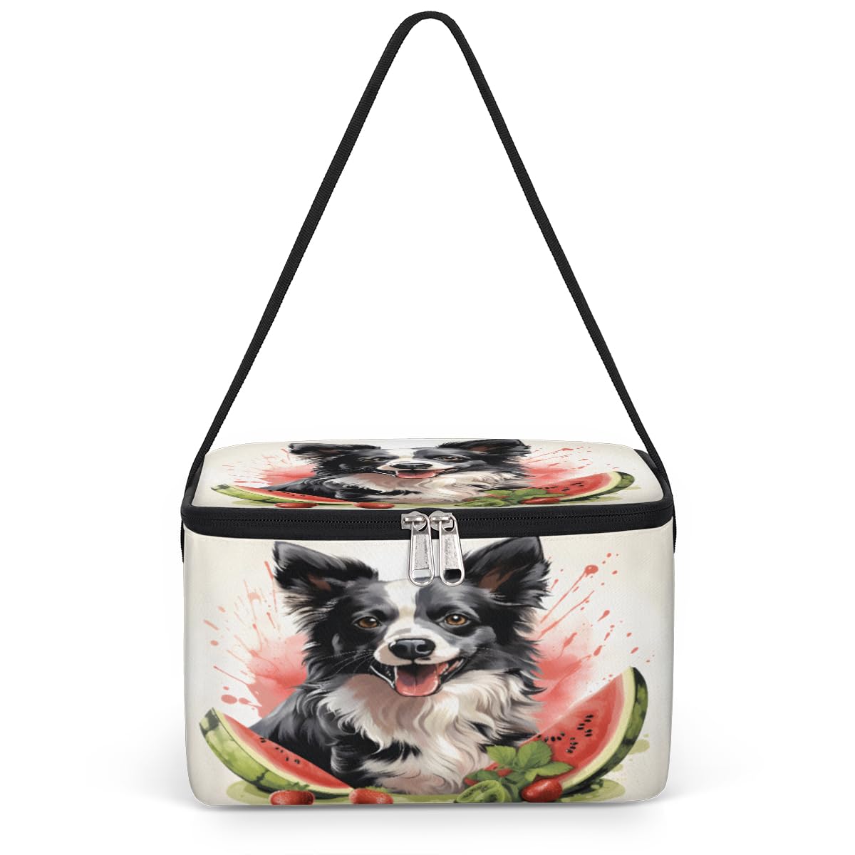 Lunch Bags for Women Men 9 Cans,Watercolor Dog Hot & Cold Food Delivery Bag Insulated Grocery Bag Insulated Lunch Box Watermelon Cooler Bag for Office Work Picnic Beach