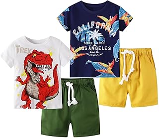 BIBNice Toddler Boy Summer Clothes Outfits Kids Cotton Short Sleeve Shirt Shorts Set 2-7 Years