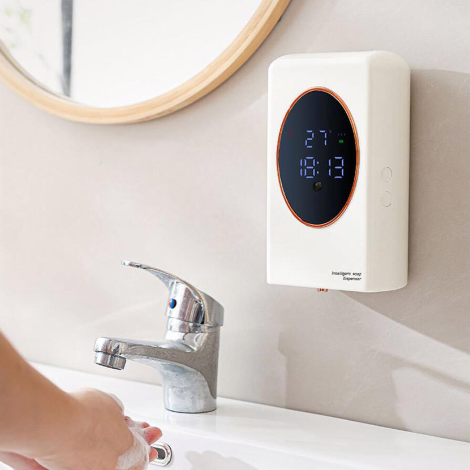 Dispensador Automático de Jabón con Depósito de 480 Ml, de Movimiento Infrarrojo, Montaje en Pared, PP, Ideal para Hogares, Baños Y Cocinas, Blanco, Individual