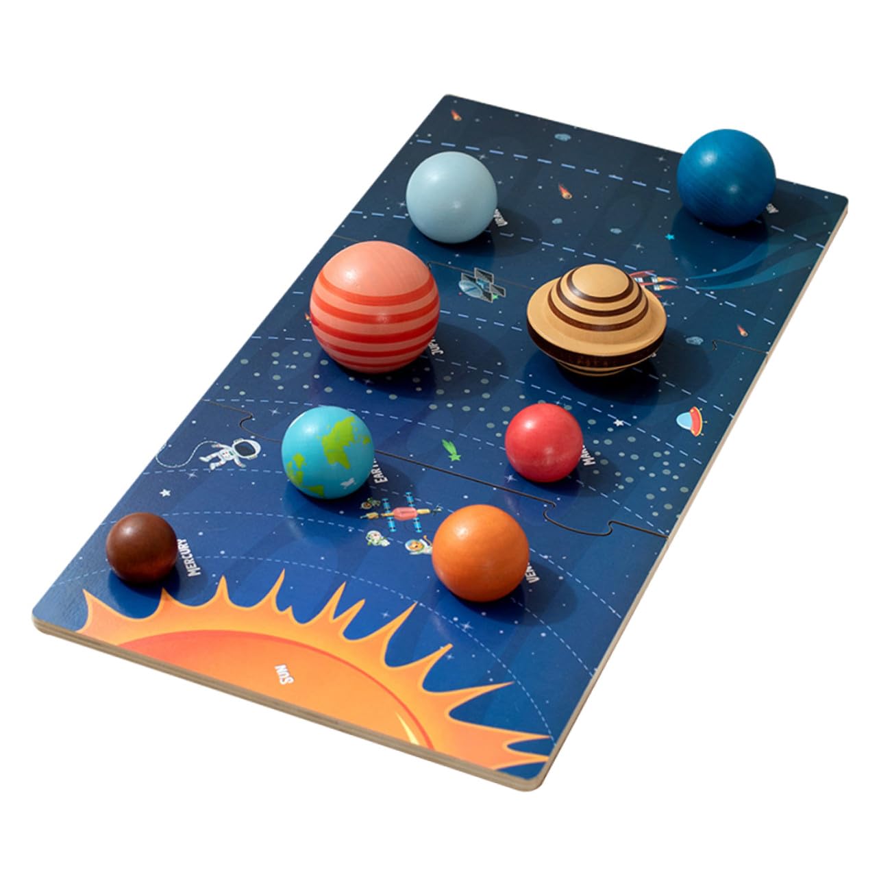 Juguete Educativo de Planetas para Niños, Rompecabezas de Madera