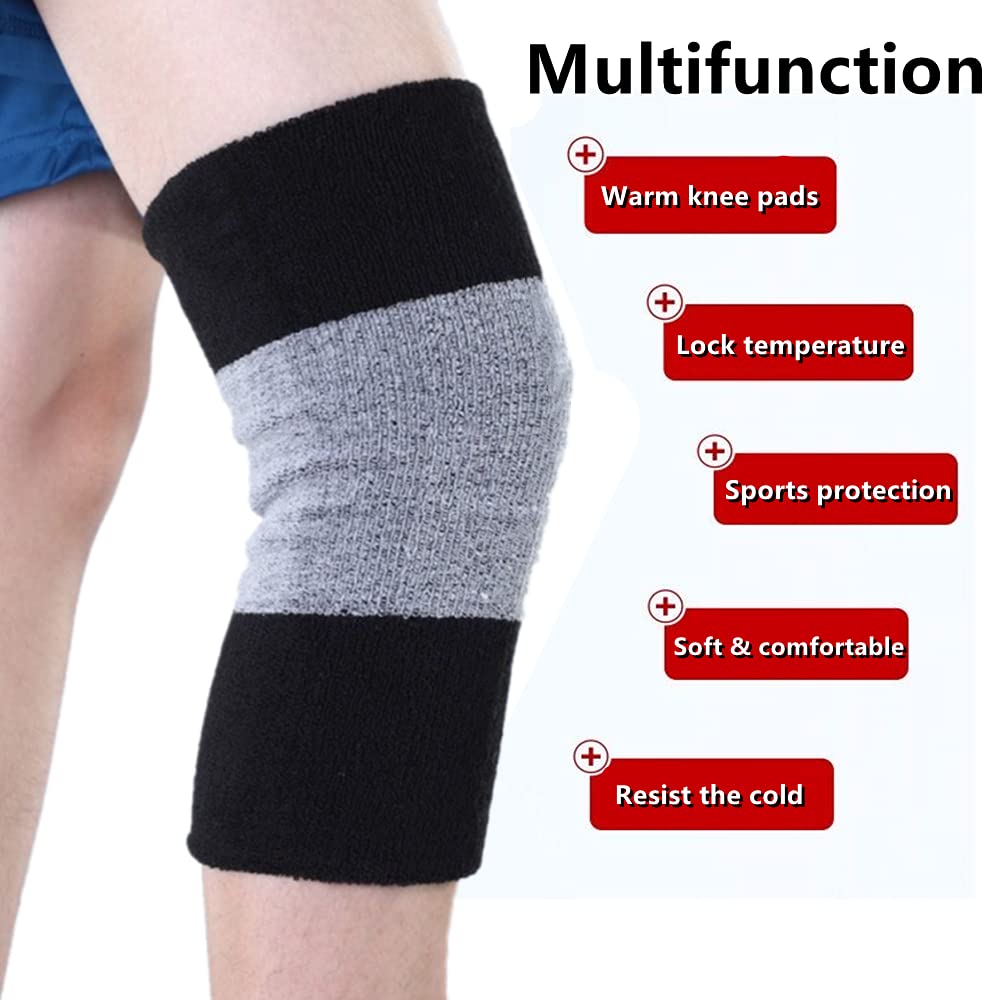 1 paires de genouillères unisexes pour l'hiver - Épais et élastique - Protection de sport pour homme et femme - Pour le cyclisme, la course à pied, la danse (bleu + noir)