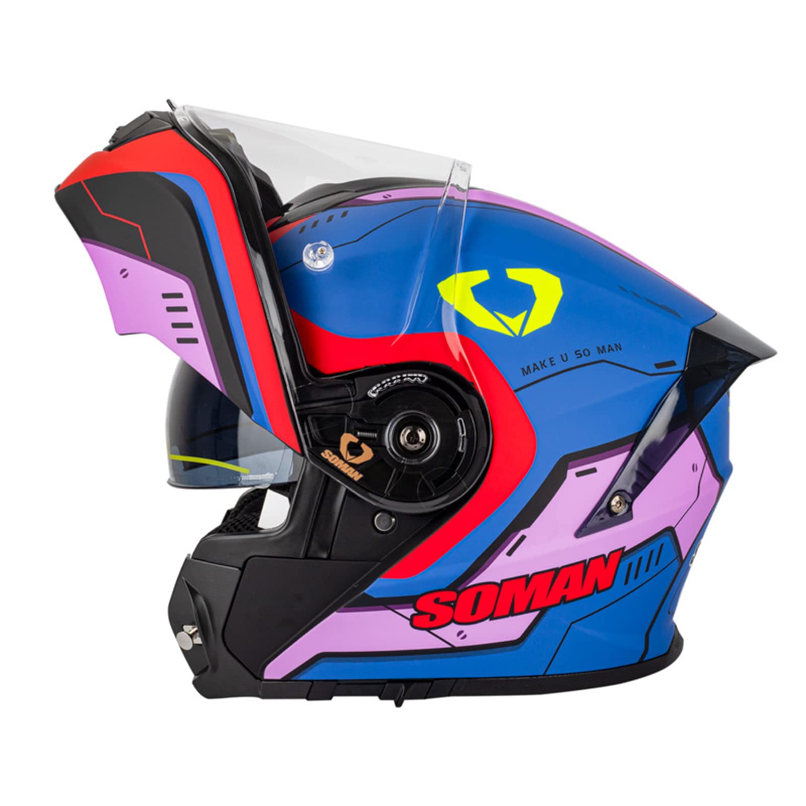 Modulaire motorhelm integraal opklapbare motorhelm, DOT/ECE-goedgekeurd, met dubbel vizier voor volwassenen heren dames G,XL=69-60CM