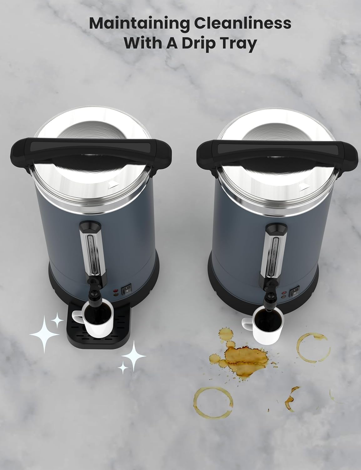 Urna de café comercial de 100 tazas, cafetera eléctrica de acero inoxidable de 14 L/3.8 galones con aislamiento de doble pared, dispensador de bebidas calientes y agua para bodas