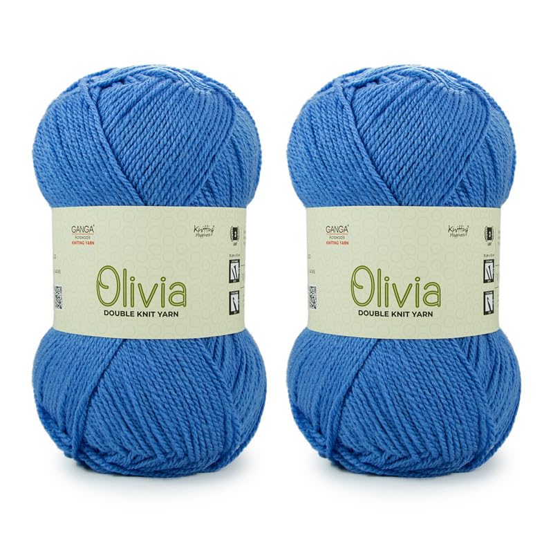 Image of Ganga Acrowools Olivia,Double Knit Yarn. Hand Knitting&Crochet Yarn. Oekotex Class 1 Certified. Pack of 2 Balls-100Gms Each. Shade No-Olv013