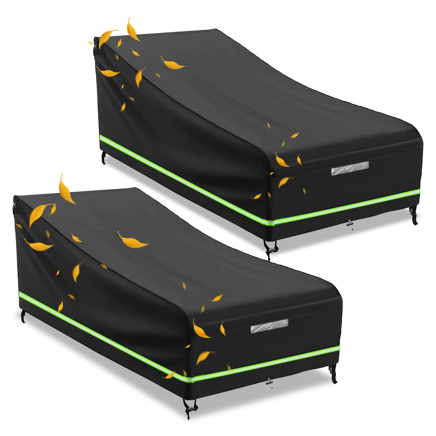2PCS Housse de Chaise Longue Exterieur, Housse de Chaise Longue de Jardin Imperméable, Coupe-Vent, Anti-UV, Tissu Oxford 210D Housse pour Chaise Longue, Chaise Longue (200x75x40/70cm)