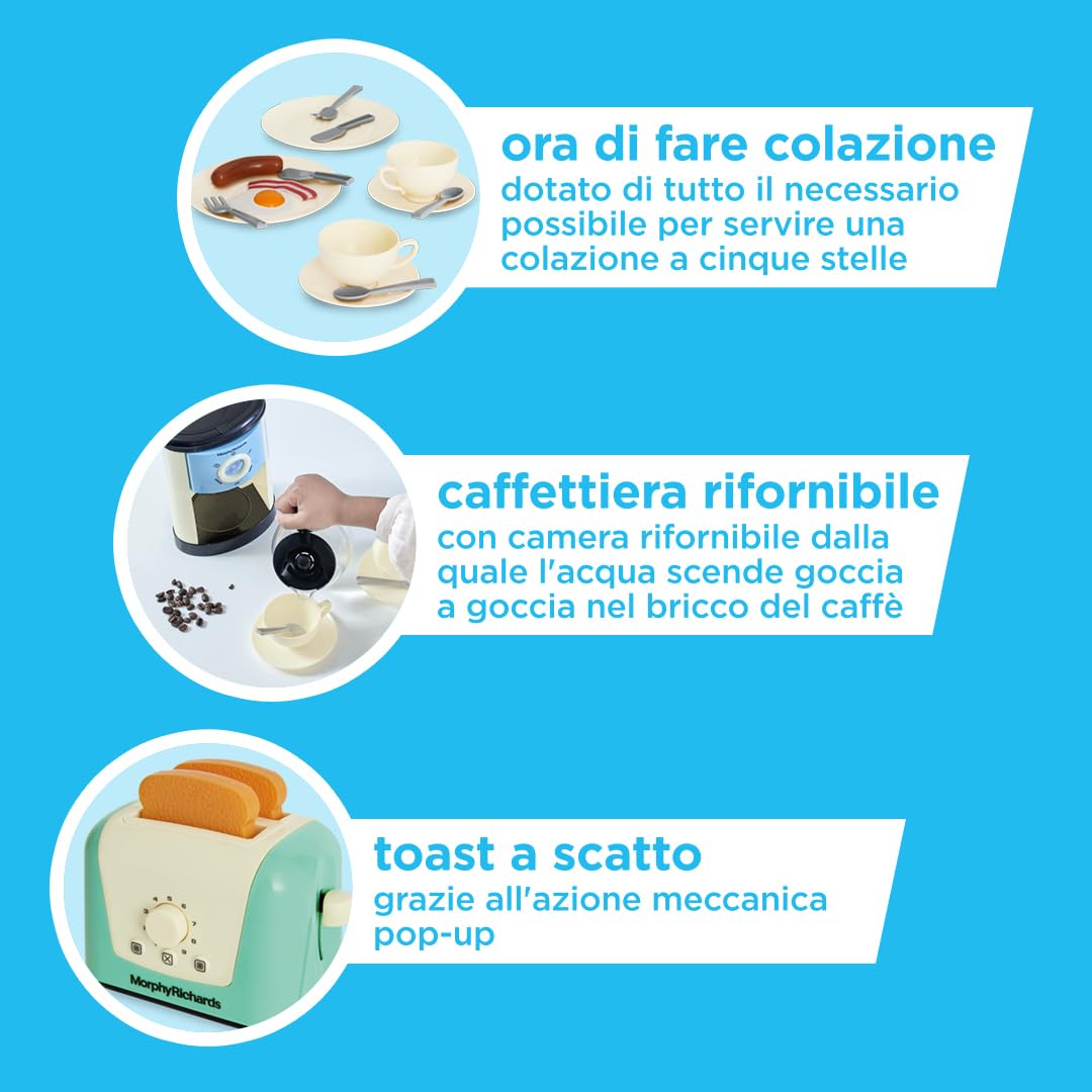 Casdon Morphy Richards Kitchen Set | Elttrodomenstici da cucina giocatolo adatto a bambini di età superiore a 3 anni | Include tostapane, macchina per il caffé, bollitore ed altro ancora.!