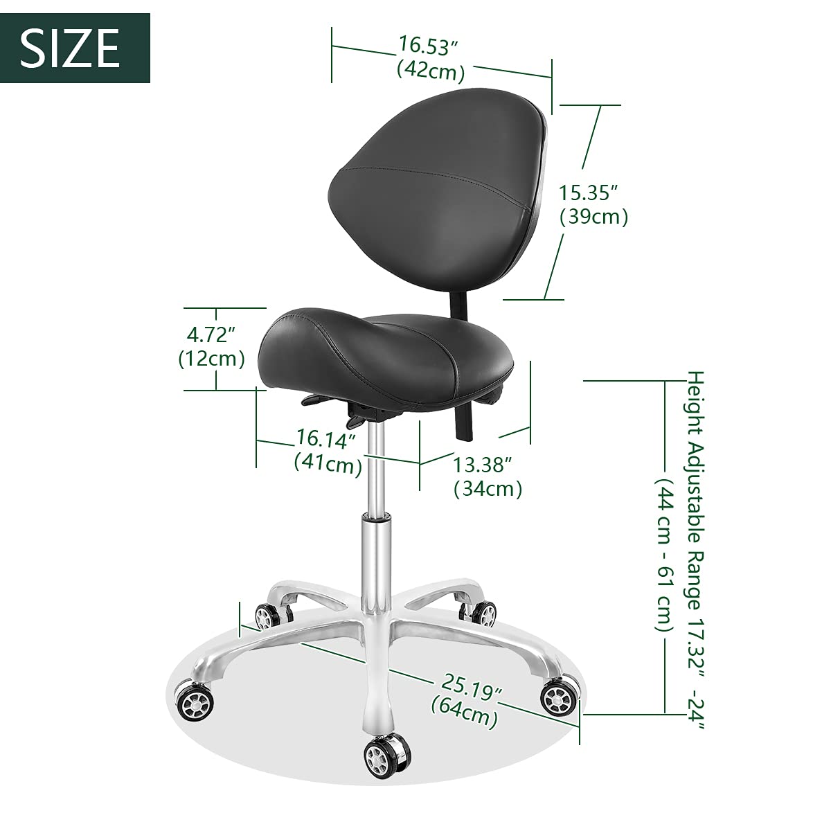 Buy Senkelly Rolling Saddle Stool with Backrest Height Adjustable Ergonomic Workbench Stool