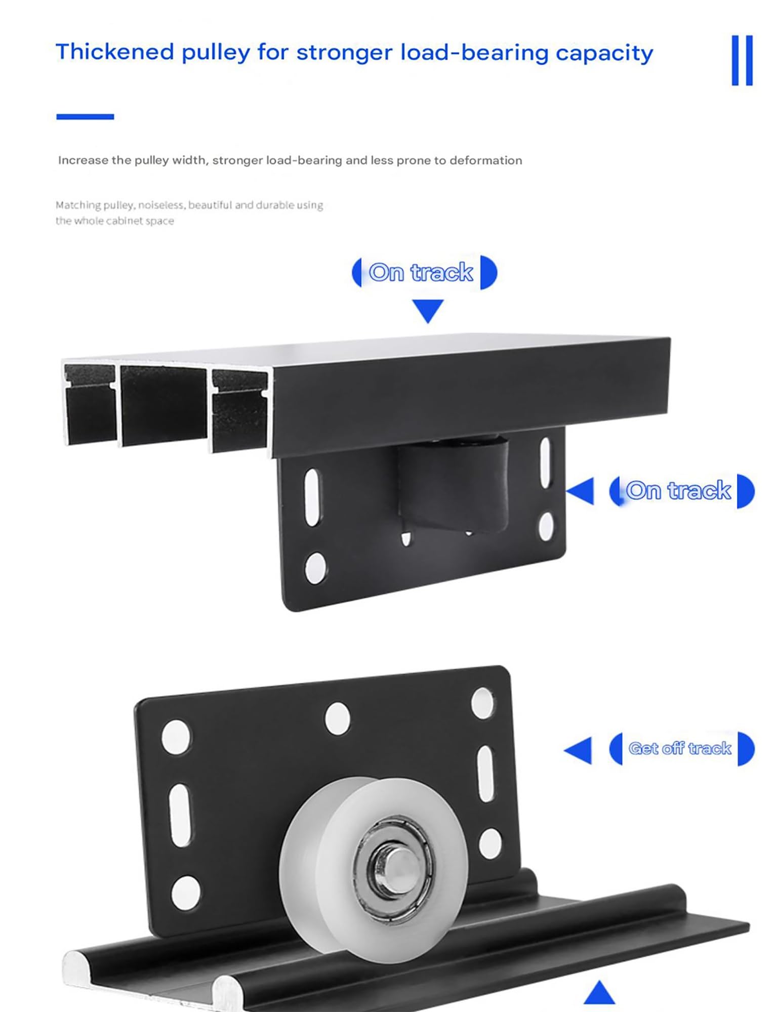 Generico Set di binari for Porta Scorrevole a Doppia Guida for carichi Pesanti con rulli Lisci, for Guardaroba, armadietti e spazi di stoccaggio capacità di Peso di 66 libbre(100cm/39in)