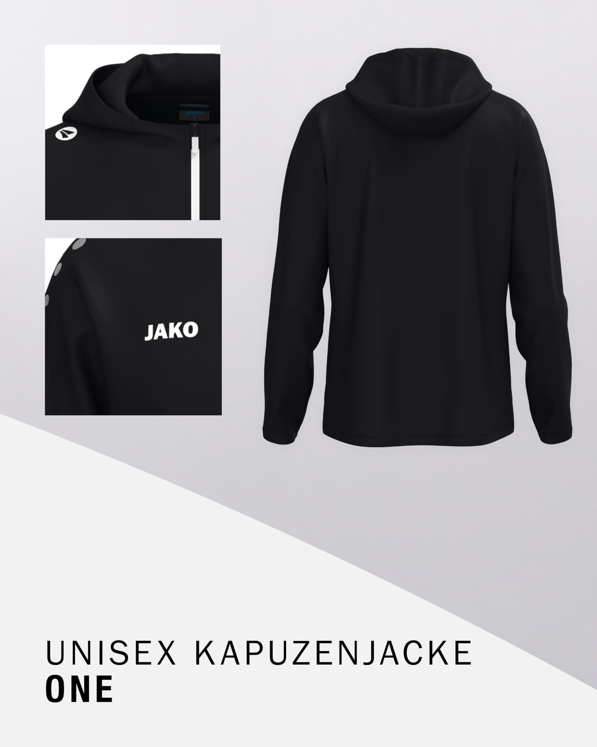 JAKO One Kapuzenjacke – Atmungsaktive Sportjacke für Herren aus 100% Polyester, mit weichem Micro-Fleece, ideal für Sport und Freizeit