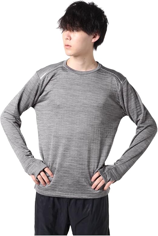 Amazon Co Jp ビジョンクエスト ランニングウェア Tシャツ 長袖 メンズ Run裏起毛ワッフルロンt Vqk01 Gy S 服 ファッション小物