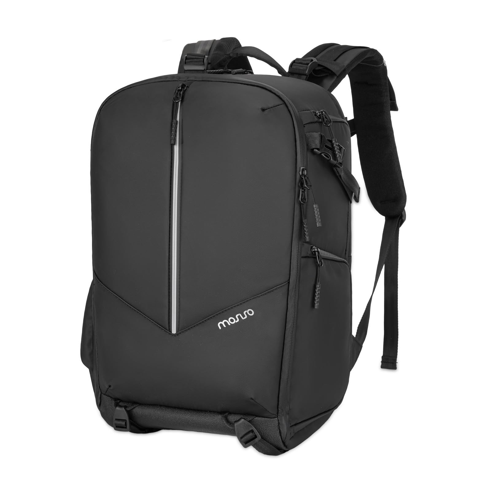 MOSISO Mochila Impermeable Cámara, DSLR/SLR/Mirrorless Mochila Gran Cámara Bolsa Fotografía con Cubierta la Lluvia&Compartimento Portátil 16 pulgadas&Soporte Trípode&Bolsillo Vertical Frontal,Negro