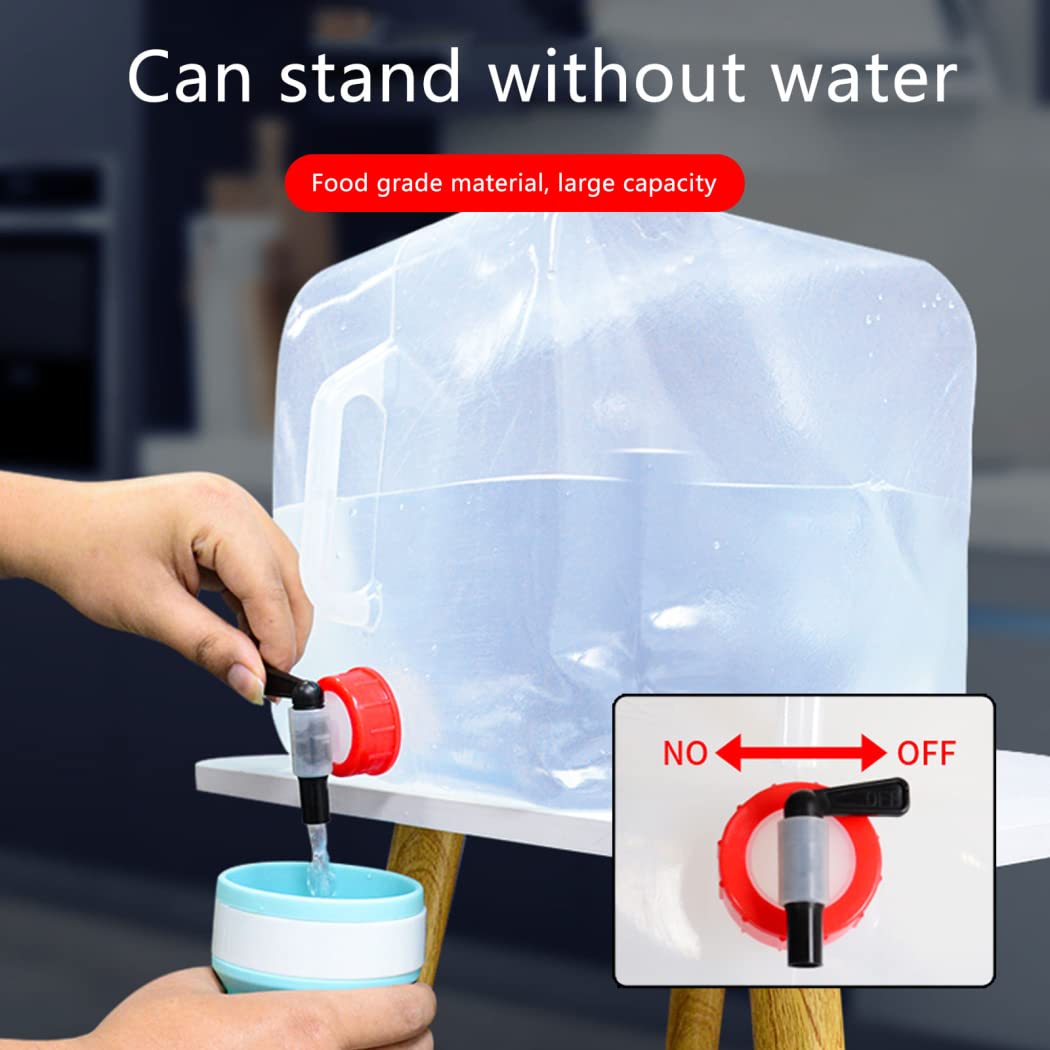 Bidón de Agua con Grifo, Bidón de Agua Plegable, 2 Piezas Bolsa de Agua Potable Portátil Depósito de Agua Contenedores,Bidón Plegable con Asay Tapa de Rosca para Camping,Senderismo