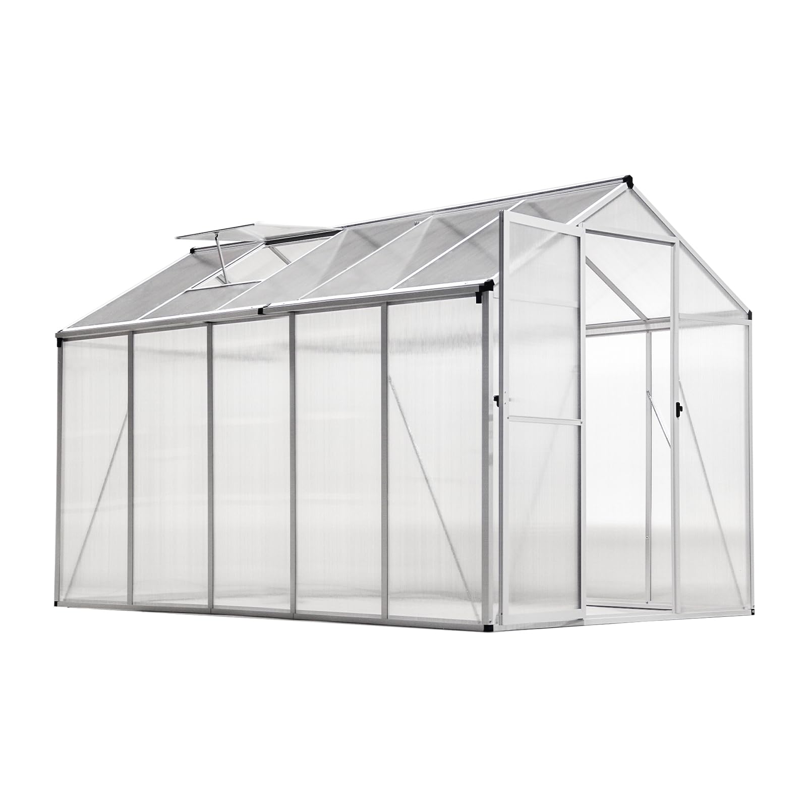 Gewächshaus Aluminium für den Garten | 177*300*193 cm | Vielseitig nutzbar als Treibhaus Gartenhaus Winterfest Aufzucht Tomatenhaus Frühbeet und Pflanzenhaus Weiß