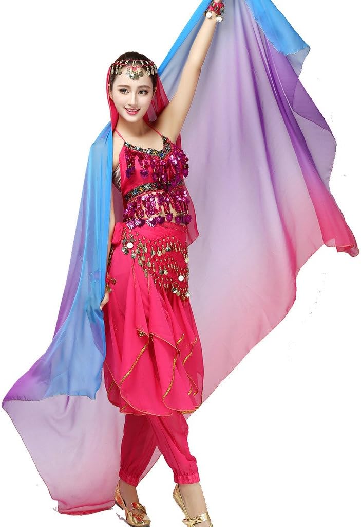 Women's Belly Dance Gradual Colorful Chiffon Scarf Veil 2.2 * 1.2M - Image 2