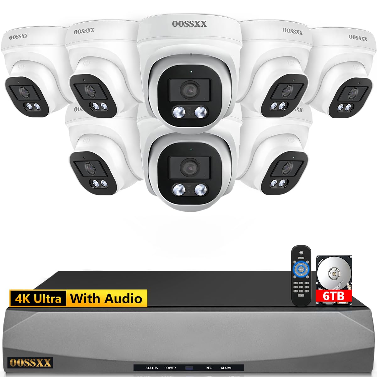(4K/8.0 Megapixel & 130° Ultra Wide-Angle) with Audio PoE Dome Outdoor Home Security Camera System, Wired Outdoor Surveillance IP Cameras System