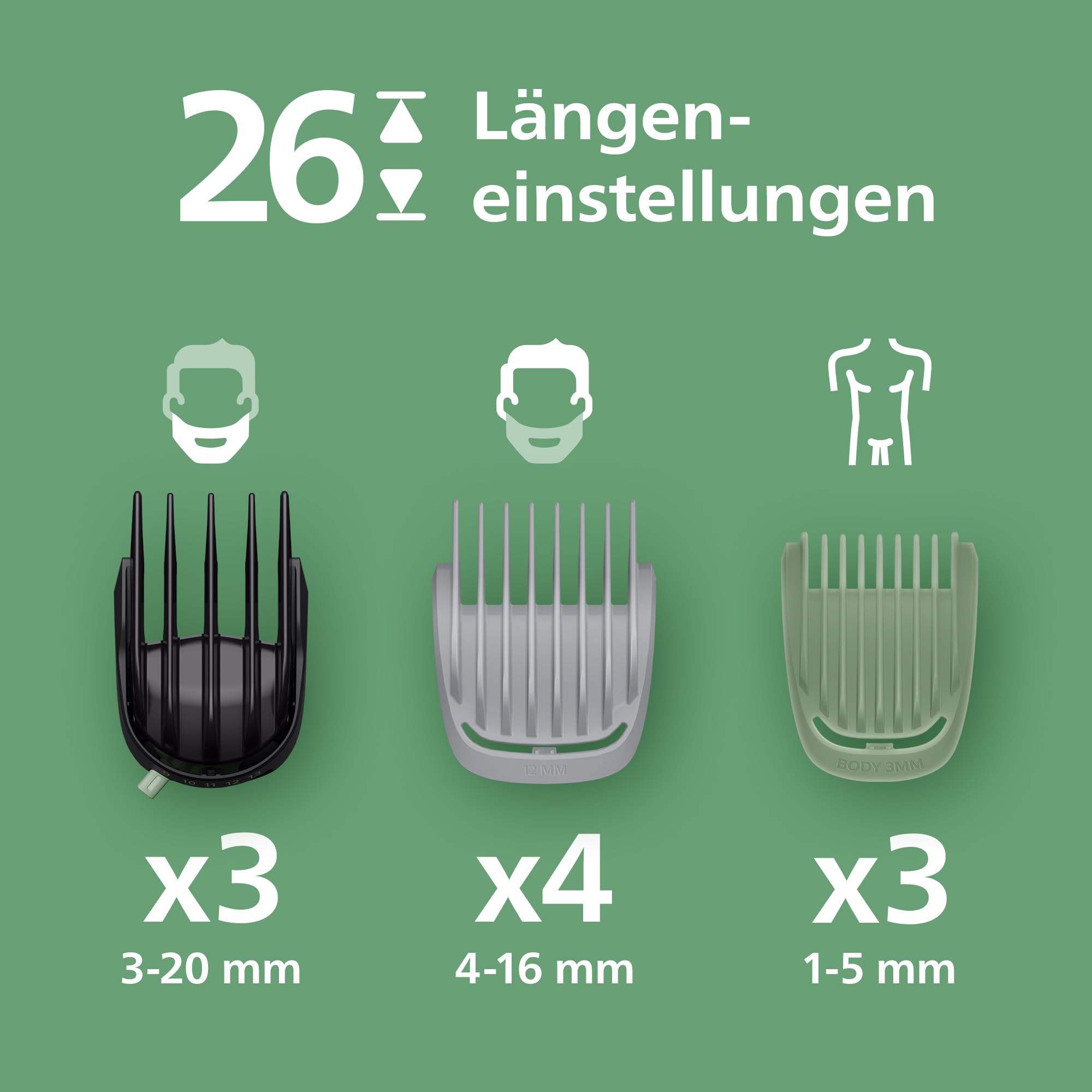 PHILIPS Multigroom 7000 Herren Barttrimmer Haarschneider 19-teilig selbstschärfende Klingen 26 Längeneinstellungen MG7962/30