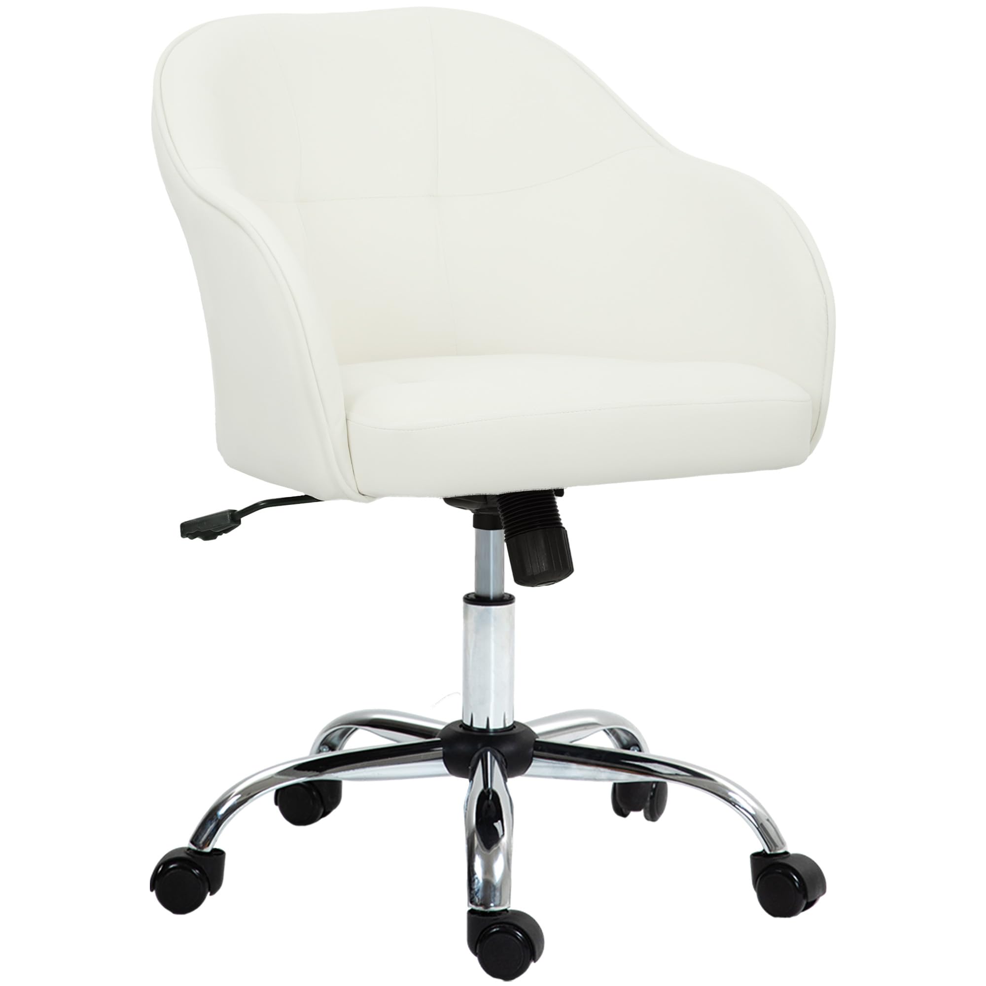 Homcom Vanity Chair For Desk, With Height Adjustable, Wheels, Cream