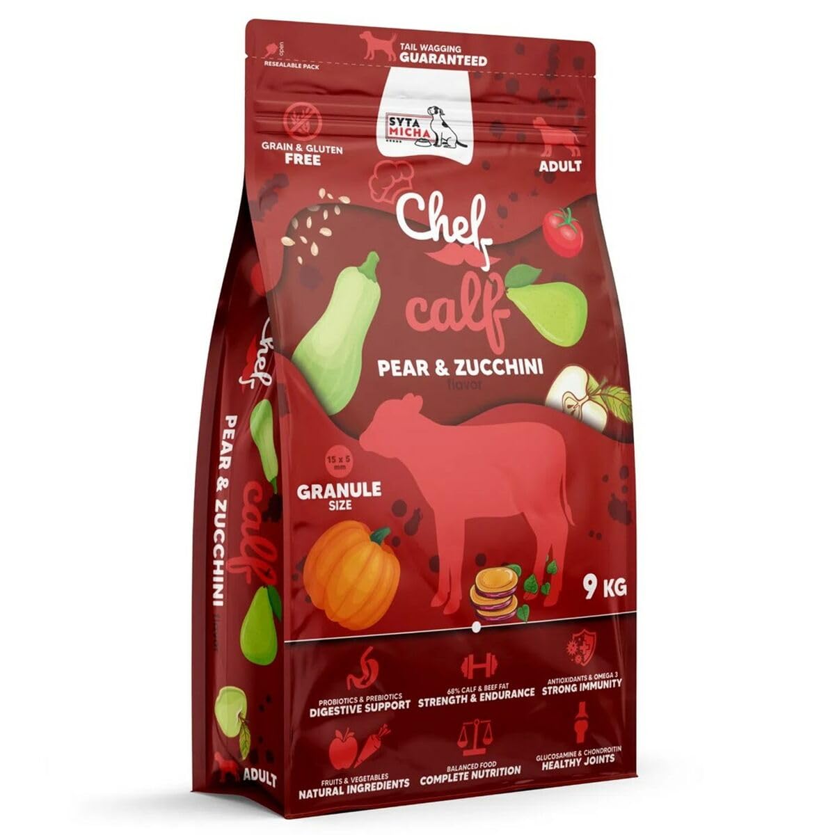 Croquettes Chef boeuf chien digestion sensible courgettes poire 9 kg