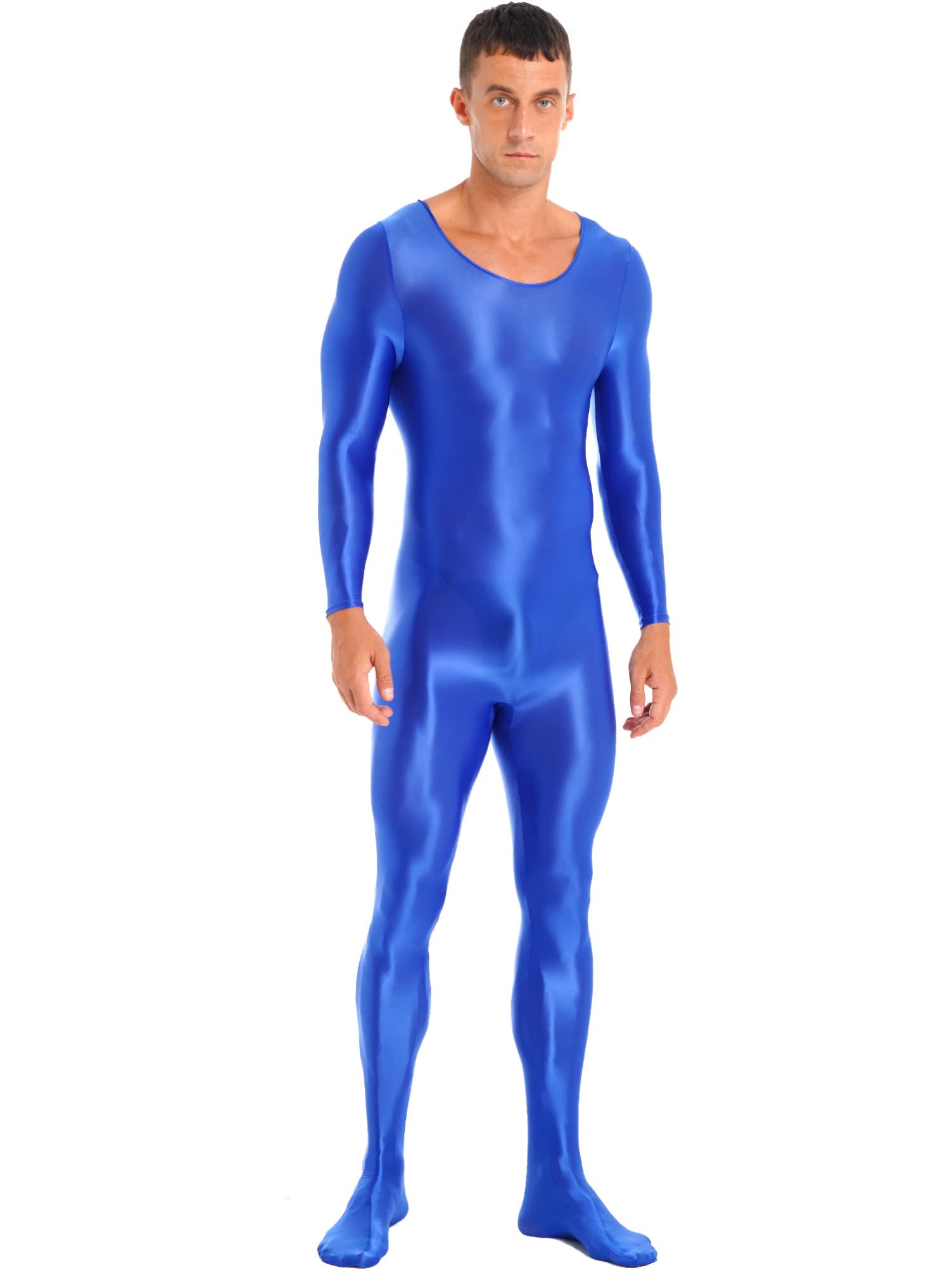 Alvivi Homme Justaucorps Manches Longues Brillant Combinaison De Sport Maillot De Corps Sport Danse Lutte Gym Fitness Collants Jumpsuit