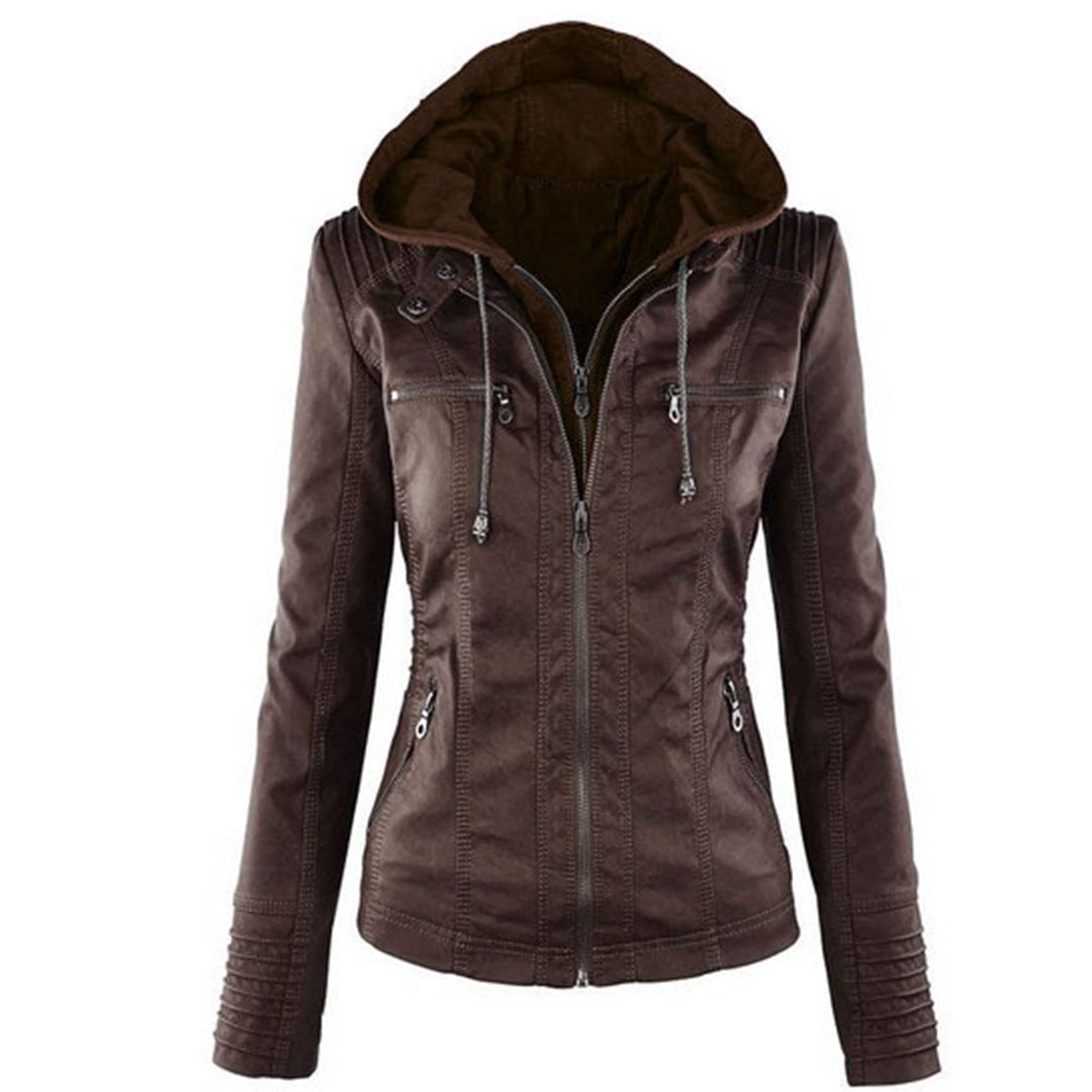 Mangas Largas Chaqueta De Cuero para Damas PU Chaqueta De Cuero para Mujeres Chaqueta Corta De Cuero Chaqueta para Mujeres Traje De Motocicleta