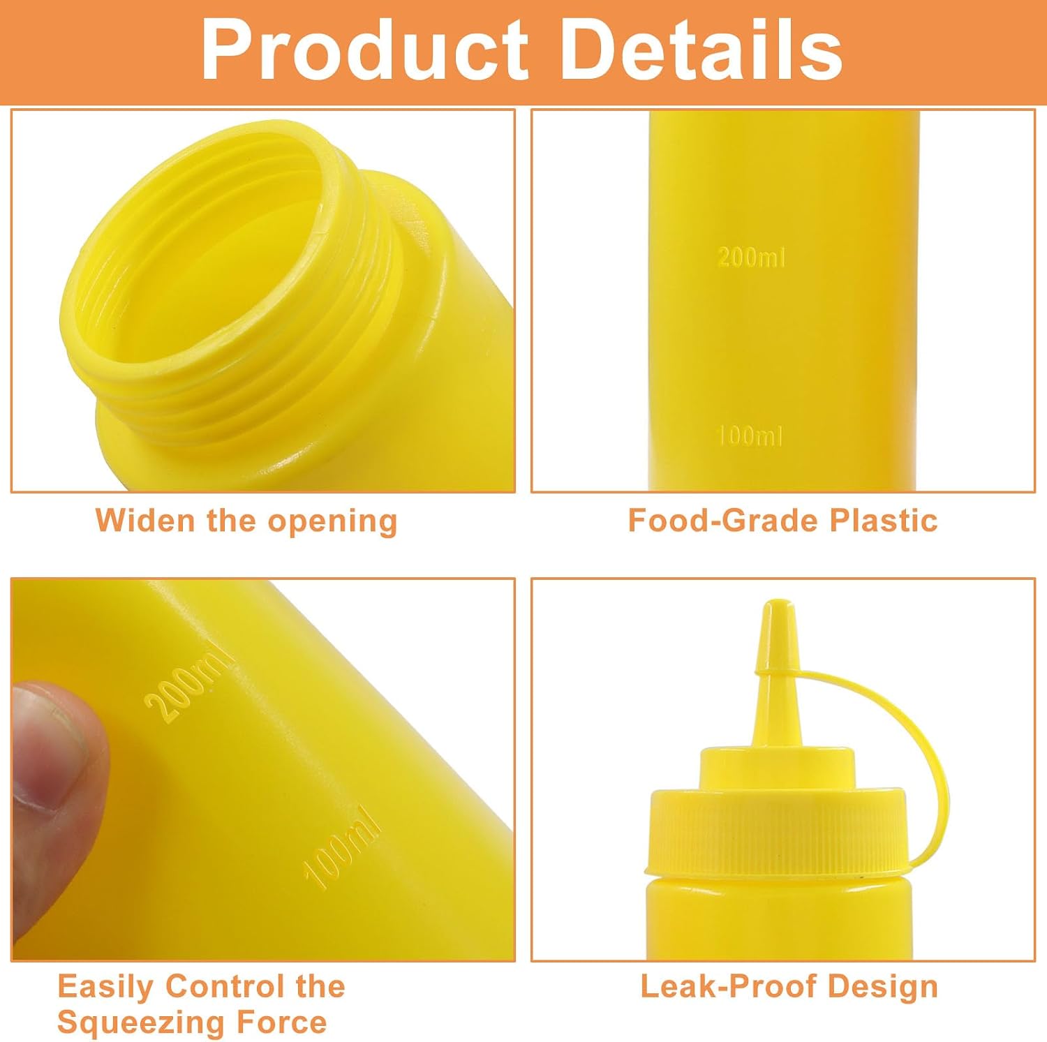 3 Pack Leak Proof Condiment Squeeze Bottles, 12 oz