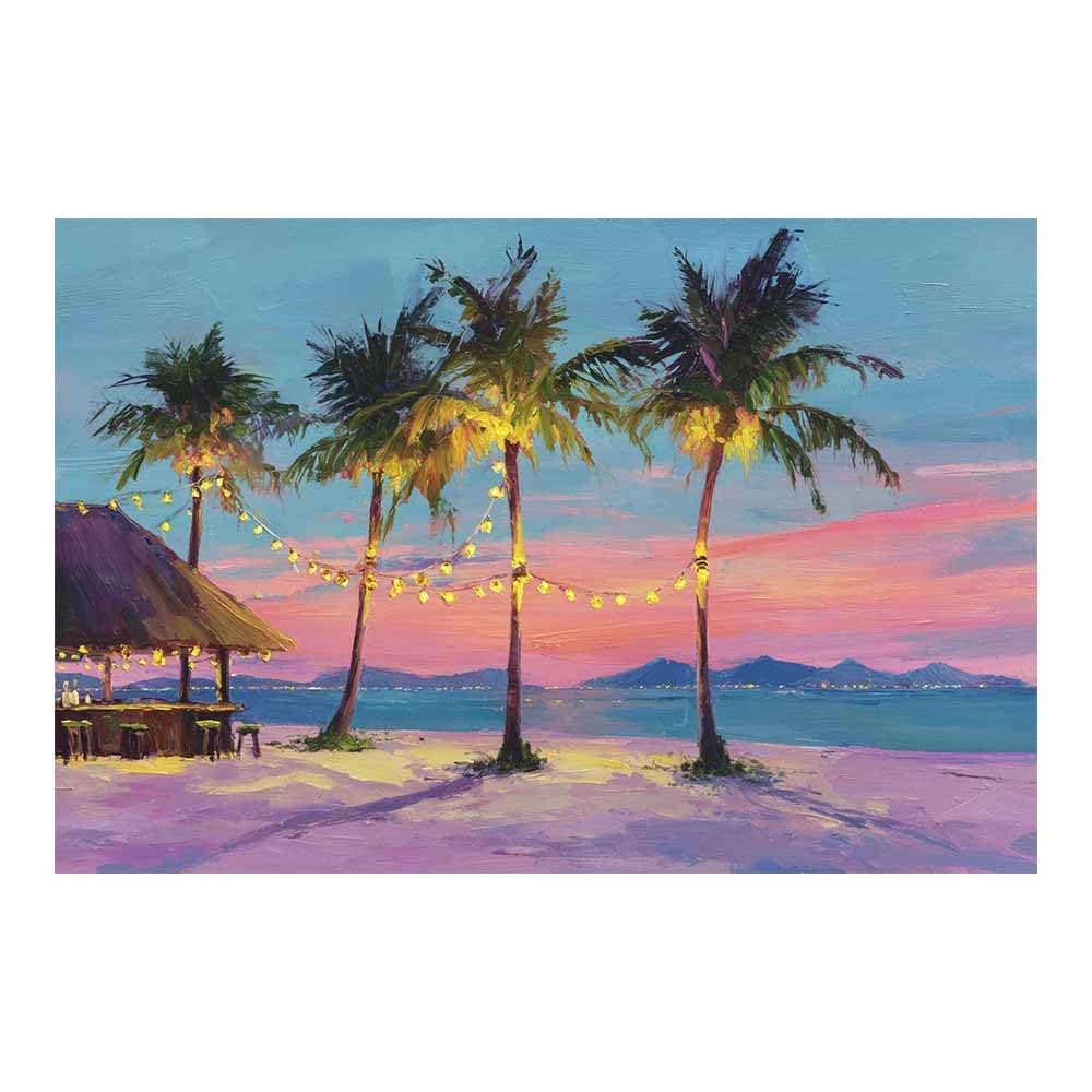 HOQIU Beautiful wall art Beaches es Sunset Pal canvas artwork for wall, art prints, For living room, bedroom, bathroom, dining room, painting and decor.(Multicolor)-80x120cm Unframed