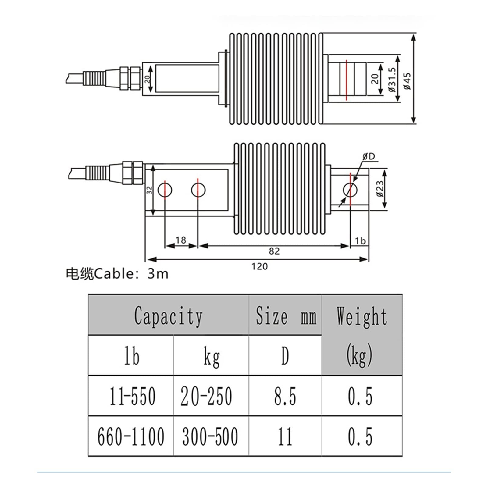 Acciaio a soffietto in lega di alta precisione Tipo carico Tensione e compressione 100/200/300/50 0kg. Protezione da sovraccarico,Alta efficienza(300KG)