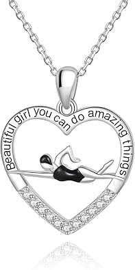 Swimming Jewelry - 925 Sterling Silver Swimming Pendant Necklace Rings Earrings Bracelet for Swimming Lovers Women