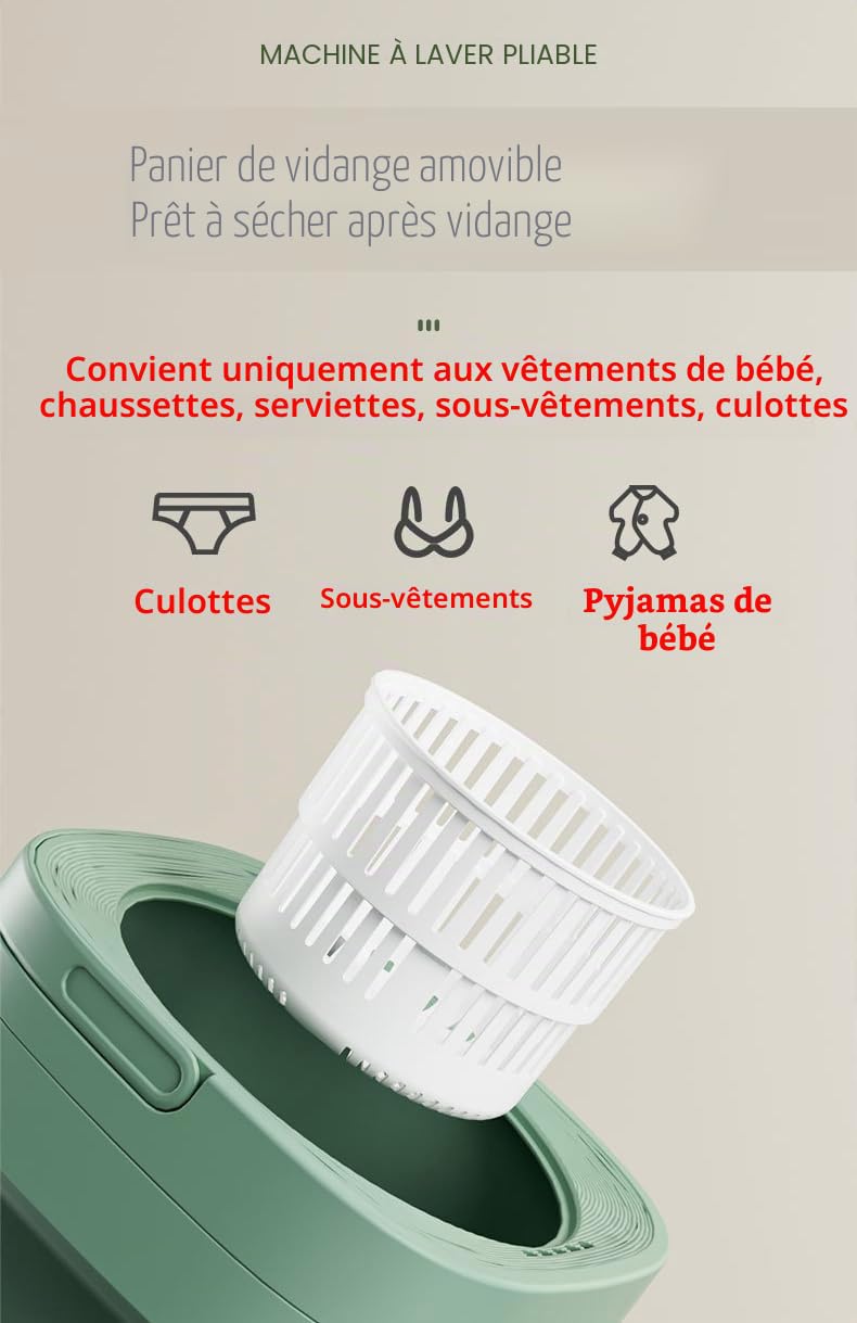 TEMU-SC 12L Mini machine à laver portable, Mini lave linge portable pour les vêtements de bébé, les sous-vêtements ou les petits articles, Dortoir, Camping[Classe énergétique A]