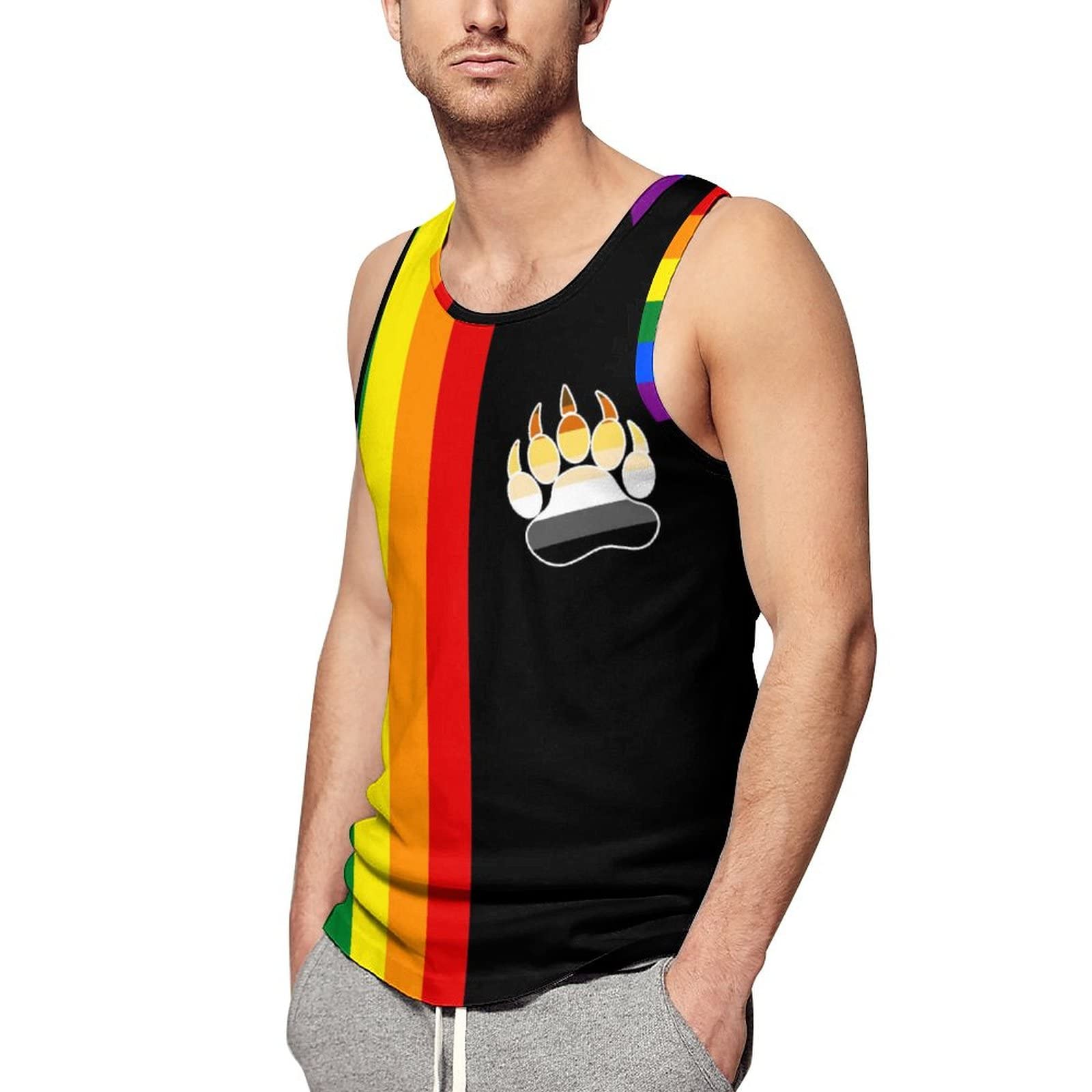 Nlwqekv Unisex As Pic Gay Lgbt Bear Flag Mens Tank Top Sleeveless Gym Muscle Shirts Athletic Tees