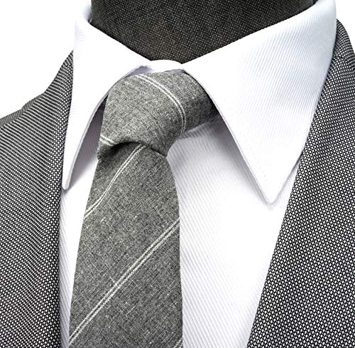 Image of BELLUNO Men's 2.5 inch Skinny Solid Cotton Linen Ties