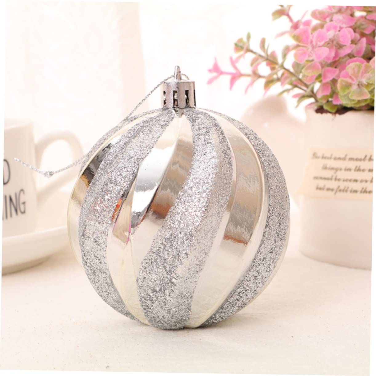 Housoutil 3 Sets Luxus Weihnachtsbaum Hängeset Glitzerkugeln Silber Ornamente Für Wohnkultur 12 Stück * 3
