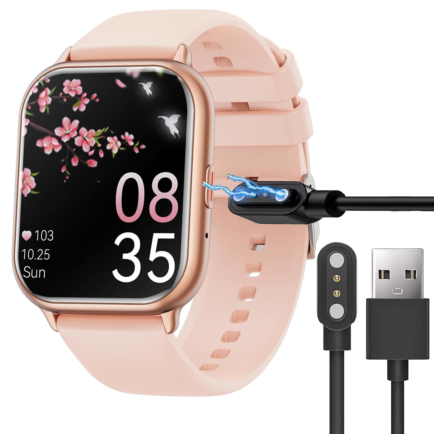 Compatible with Mingtawn Smart Watch Charger, Lamshaw Magnetic USB Charging Cable Replacement Charger Cable Compatible with Mingtawn T17 Smart Watch-1.85 Inches (Black)