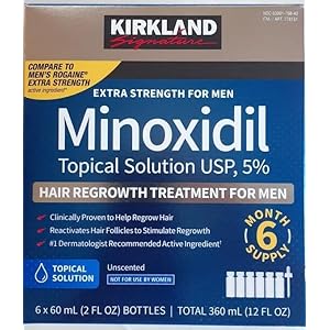 Minoxidil Liquid Extra Strength Hair Regrowth Treatment for Men, 5% Topical Solution, 6 Months Supply – Dropper Applicator Included – Dermatologist Recommended by 4K Logistics