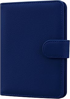 HOTCOOL Passport Holder Travel Essentials Airplane & Cruise Essentials Ship Leather Wallet Cover Case RFID Blocking Women & Men Vacation Travel Accessories Gifts Deals, Litchi - Navy Blue