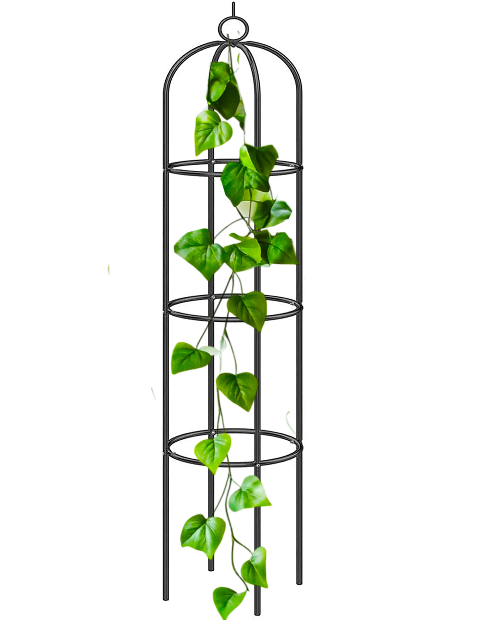 DIVCHI Black Metal Garden Arbour Arch Steel Frame Garden Arch for Climbing Plants, Roses (Black (Garden Obelisk) Style 2)
