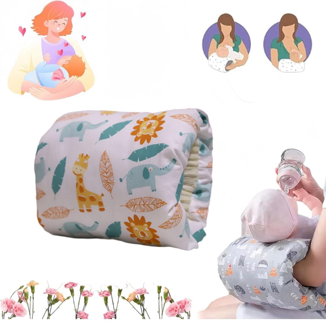 EHOTER Cozy Cradle Pillow Cozy Cradle Arm Pillow for Baby Nursing Head Support Pillow Anti-Spitting Breastfeeding and Bottle Feeding Nursing Arm Pillow Gift for Novice Mothers (J)
