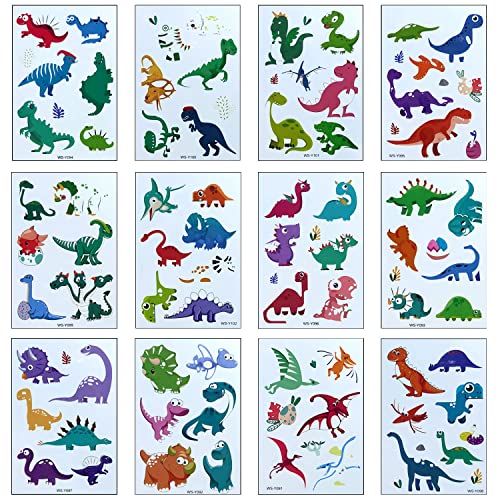 AIRNOGO TattoosKids 12 Sheets Dinosaur Temporary TattoosKids Glow in the Dark Fake Tattoos Waterproof & Skin Friendly Kids Tattoos Sticker Kit Kids Flash Make Up Tattoos Party Bag FillersKids - Image 2