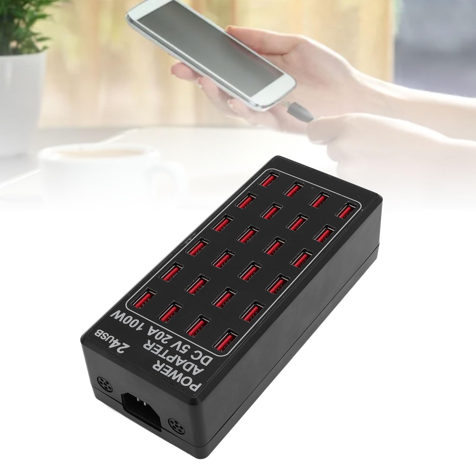 Stacja ładowania USB, 100W 24 Port Travel Desktop ładowarka USB Multi Ports Stacja Kompatybilna z Tabelami Smartfonów do Biura Domowego (wtyczka UE)