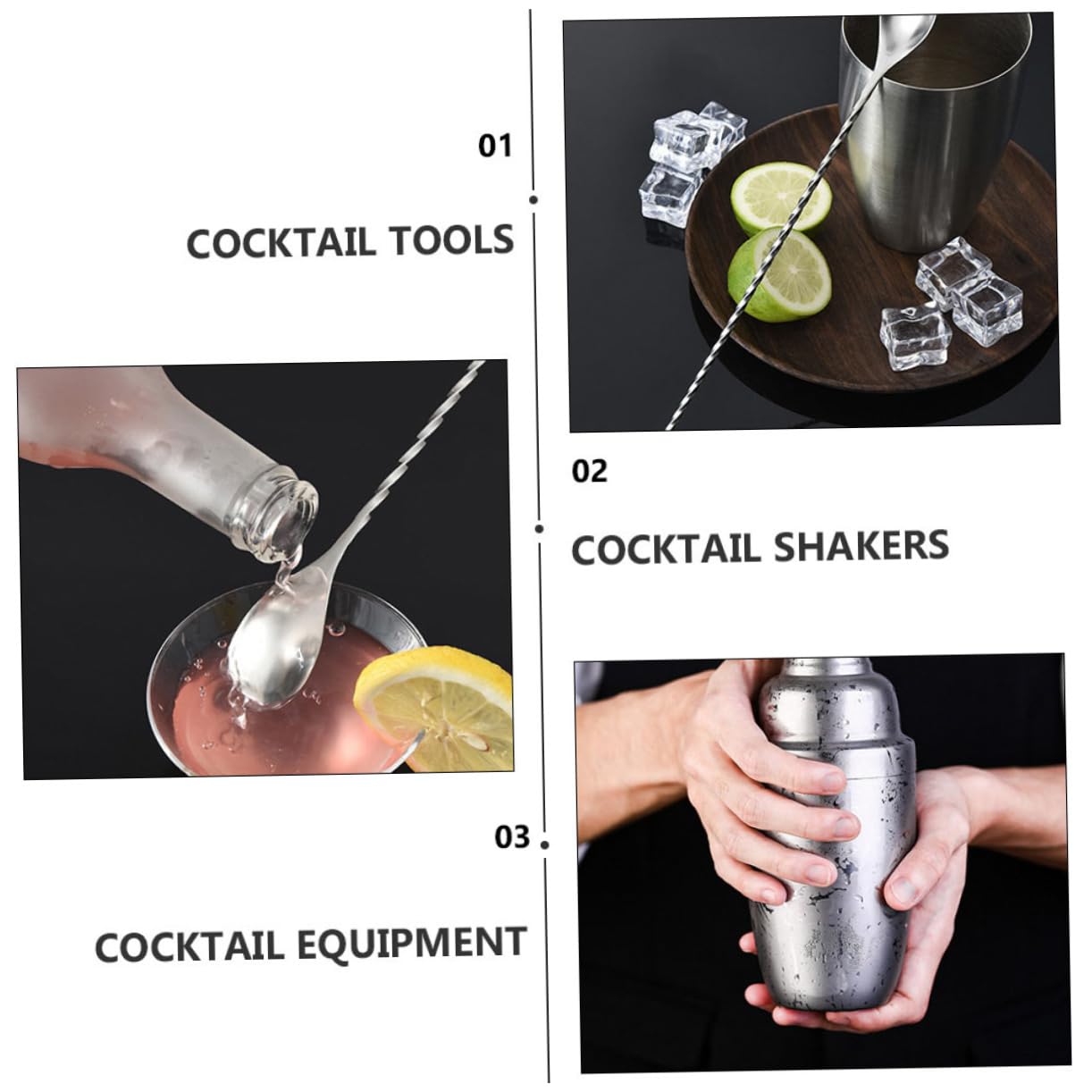 Cabilock Coctelera de Acero Inoxidable 12 Piezas Soporte de Bambú para Preparar Cócteles en Reuniones Amigos Kit Profesional de Herramientas de Barra