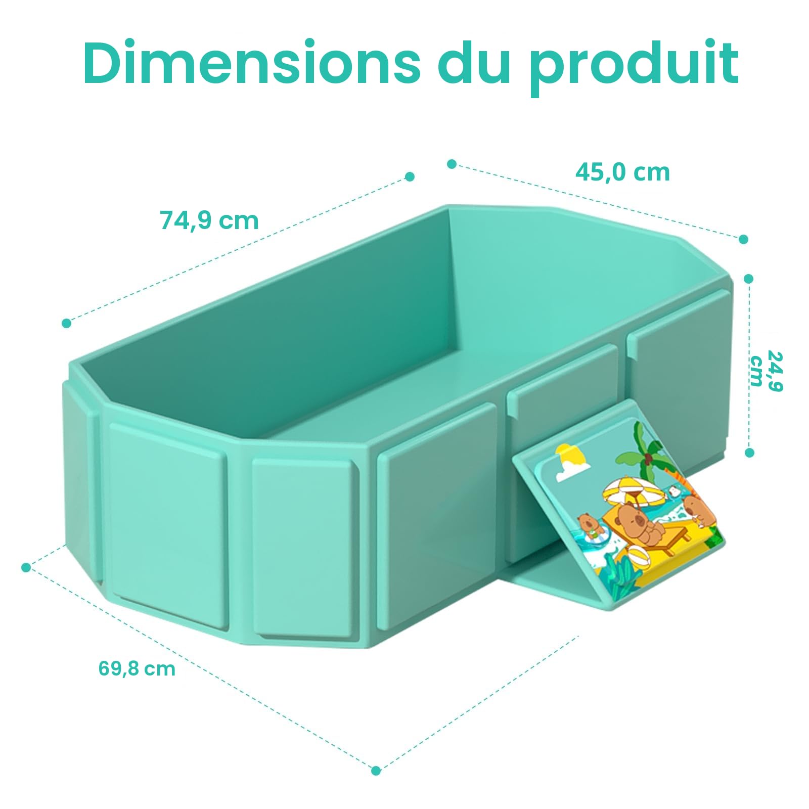 Baignoire pliable portable pour bébé 75 x 45 x 25 cm 0-6 ans vert menthe